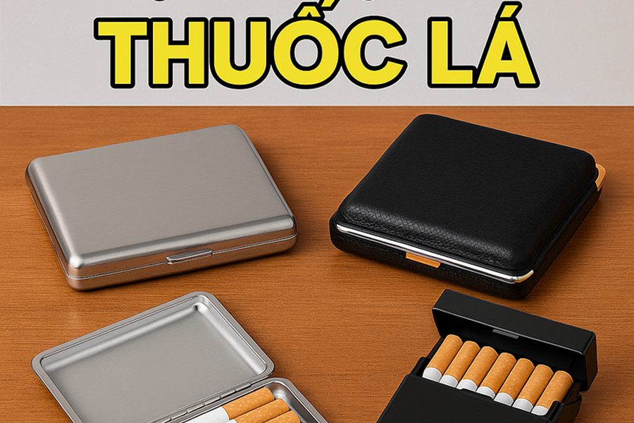 Hộp Đựng Thuốc Lá Cao Cấp 2025 – Inox, Da, Đa Năng, 20 Điếu
