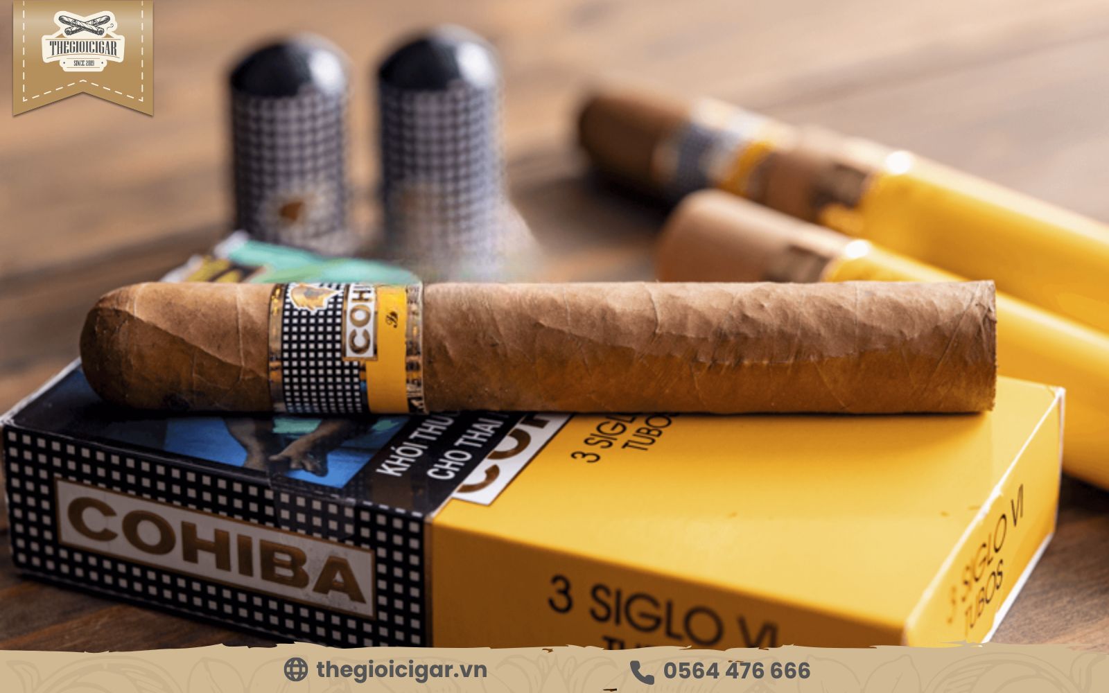 mô tả gói Xì gà Cohiba Siglo 6 VI Tubos 3 điếu