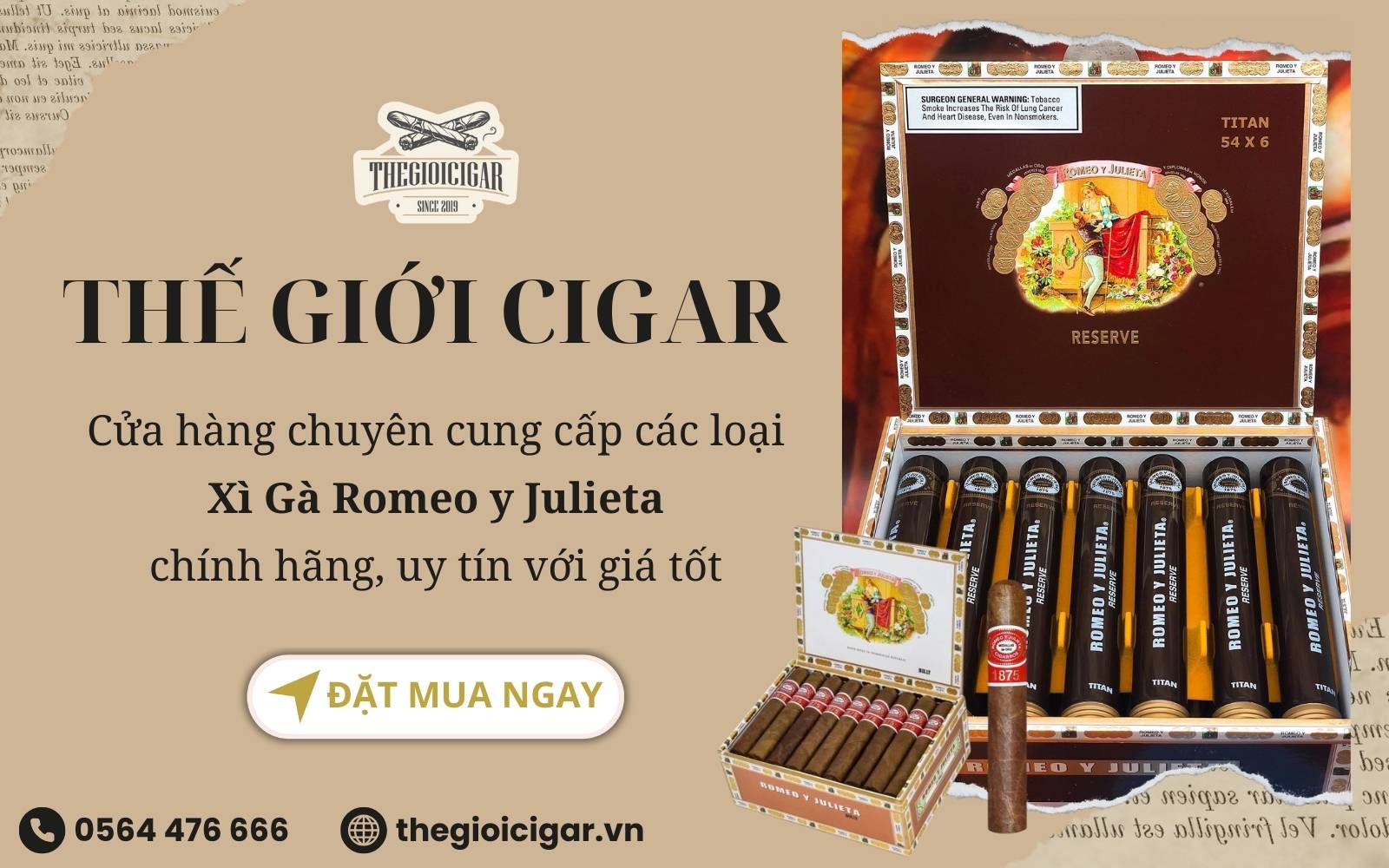 Đặt mua cigar xì gà Romeo y Julieta giá tốt chính hãng