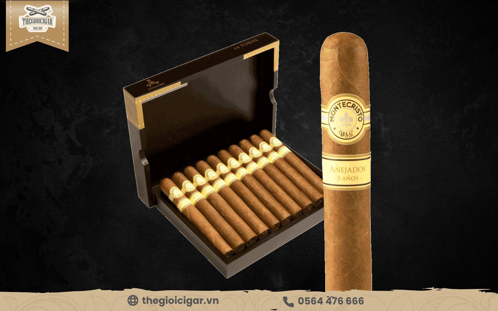 Cigar biếu tết Montecristo Anejados Toro mang hương vị nồng đậm thơm phức