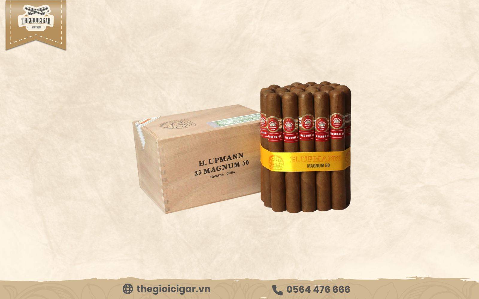 Xì gà H. Upmann Magnum 50 có lớp vỏ mượt mà, bóng bẩy với màu nâu sẫm đẹp mắt Xì gà vị mạnh H. Upmann Magnum 50 có lớp vỏ ngoài bóng bẩy thu hút