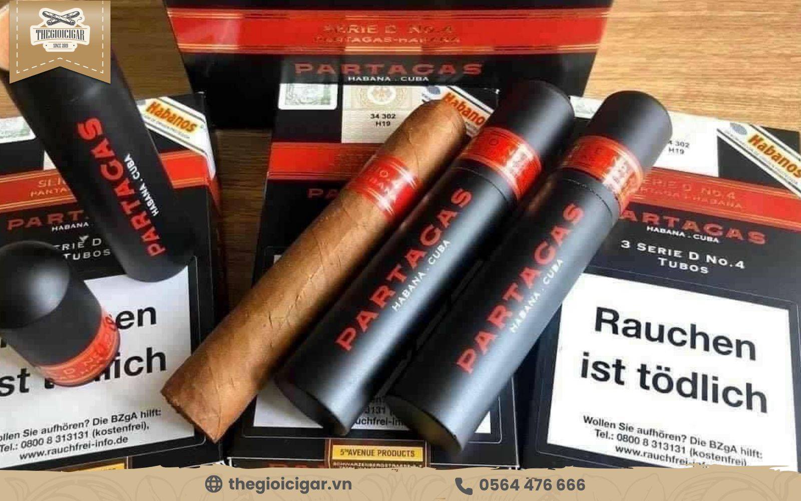 Xì gà hương cacao Partagas Serie D No.4 Tubos cực kỳ thu hút, đậm vị