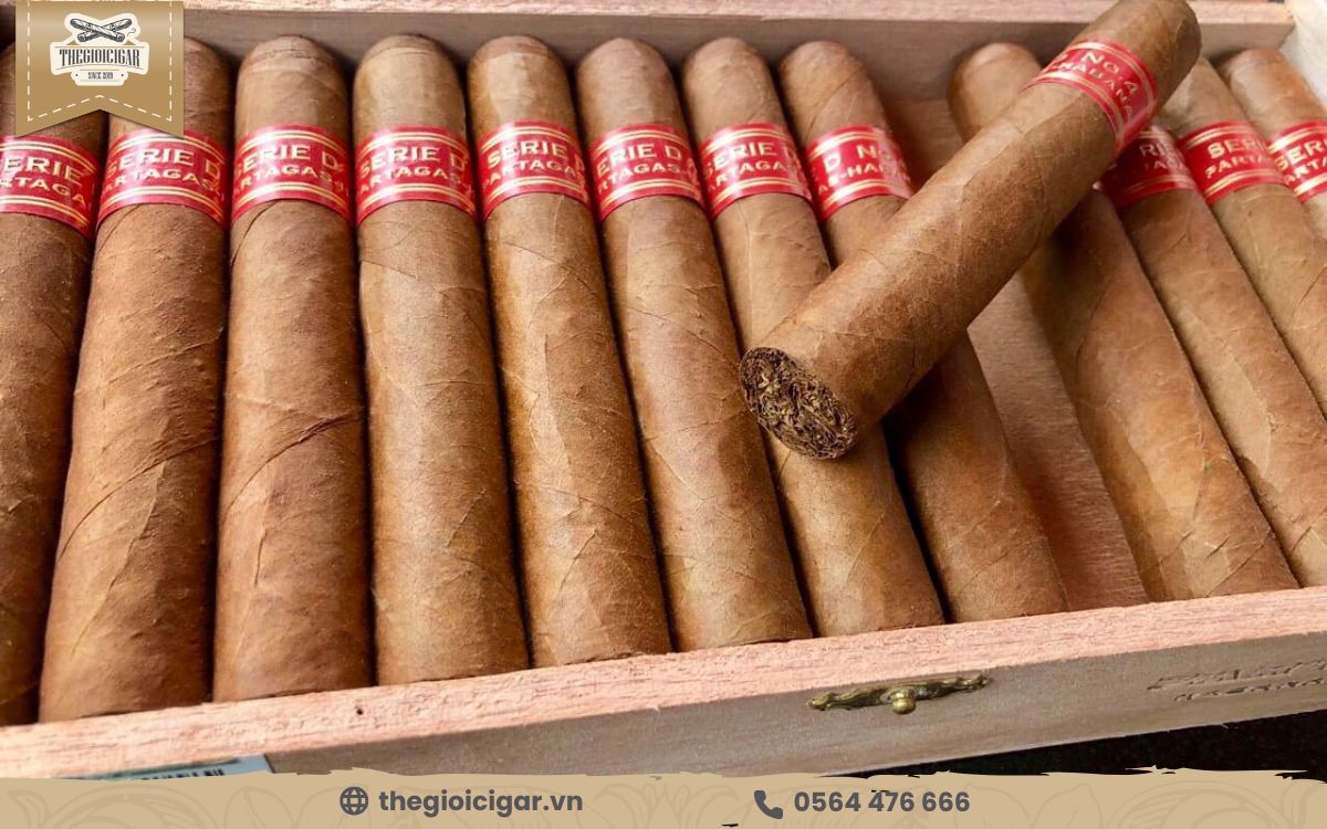 Partagas Serie D No. 4 sở hữu cấu trúc chắc chắn và lớp lá quấn màu nâu sẫm Partagas Serie D No. 4 sở hữu cấu trúc chắc chắn và lớp lá quấn màu nâu sẫm