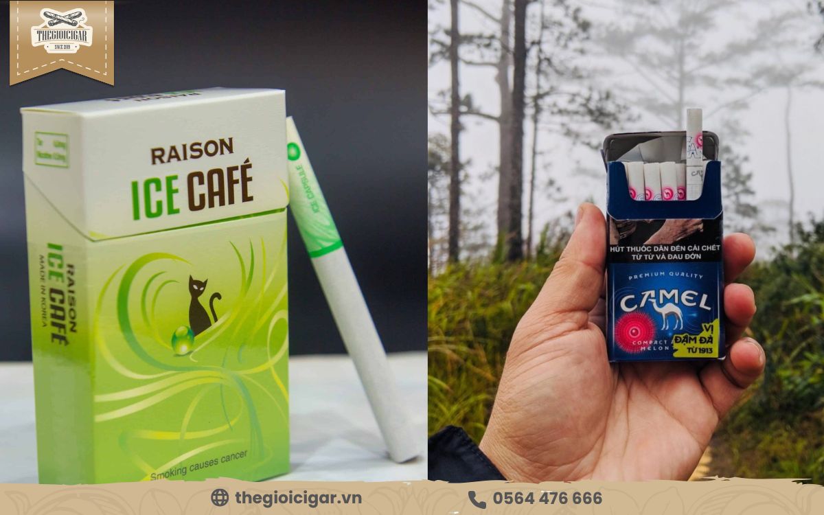 Thuốc lá một bấm có 1 viên nang tinh dầu ở đầu lọc Thuốc lá một bấm